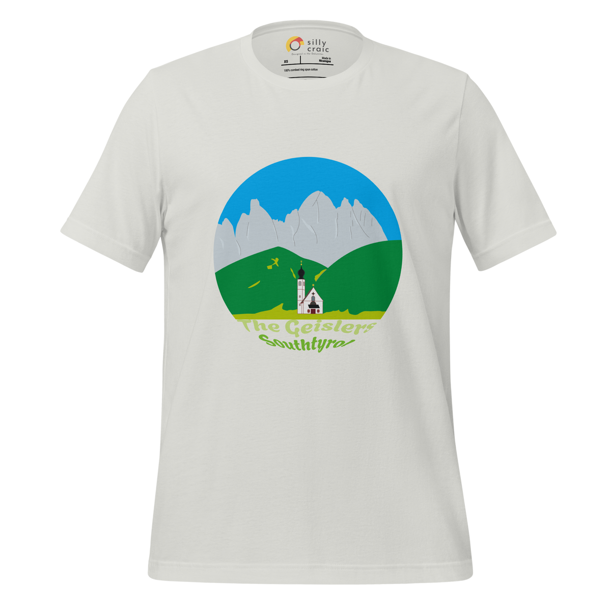 The Geislers men's t-shirt in Silver – front print design