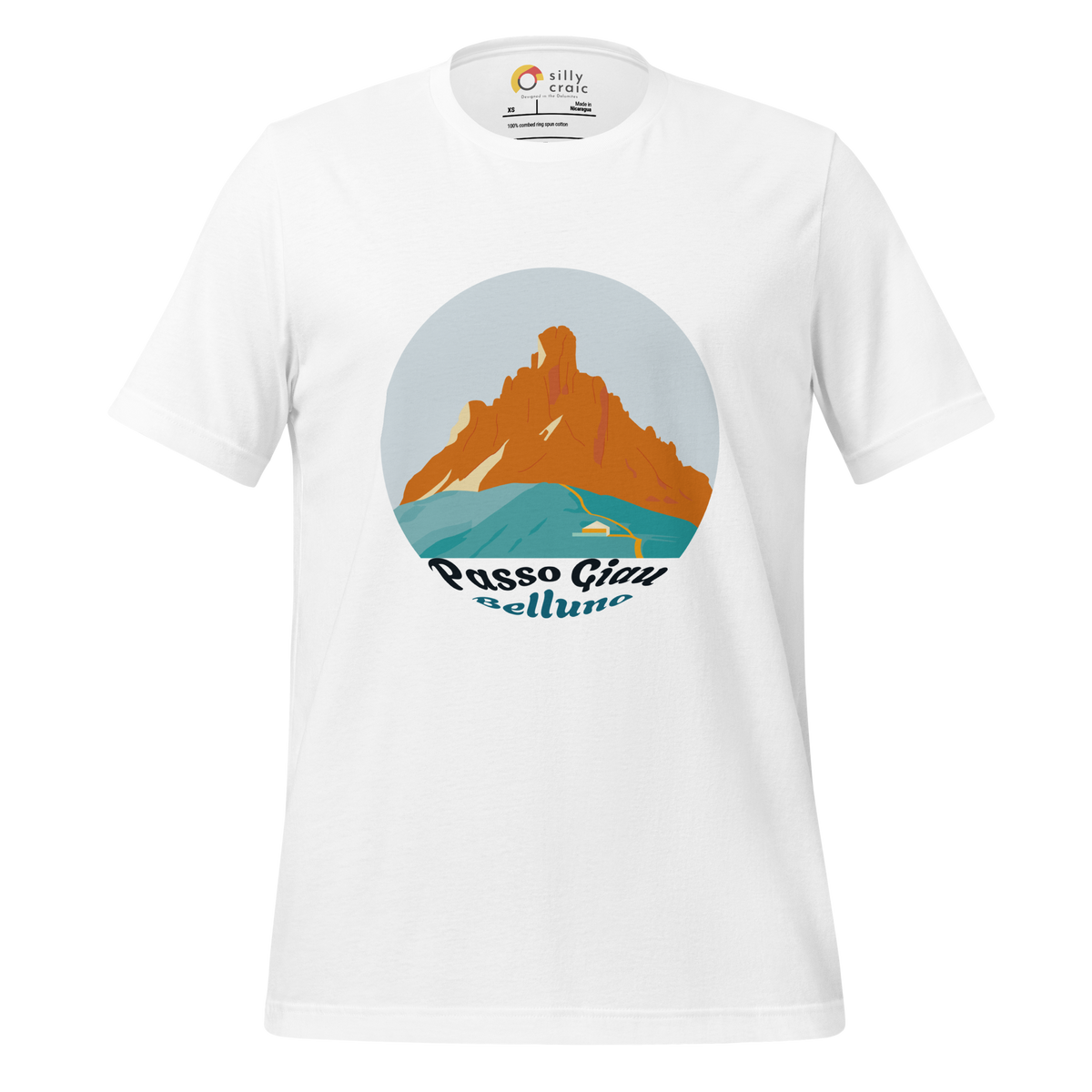 Passo Giau men's t-shirt in White – front print design