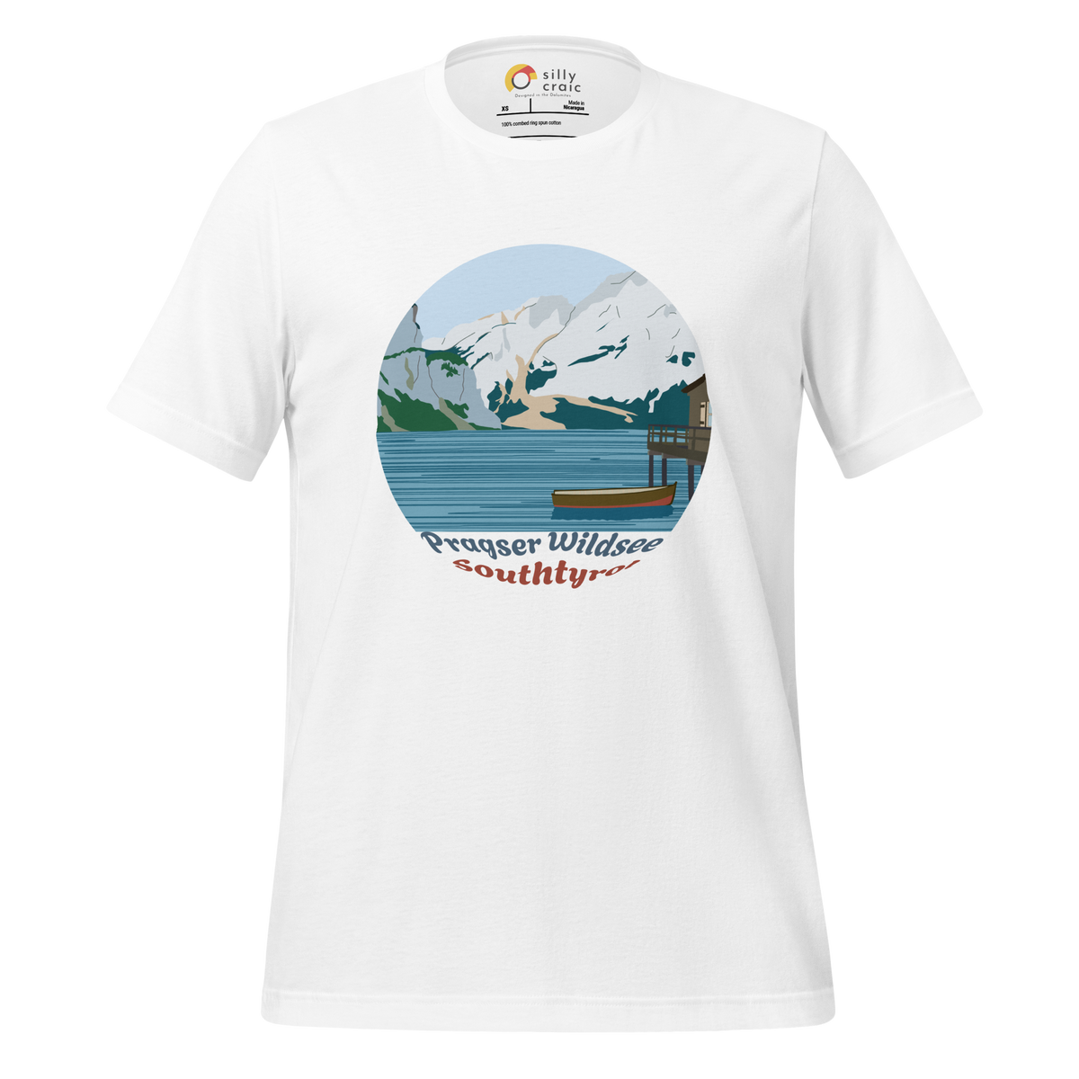 Lago di Braies men's t-shirt in White – front print design