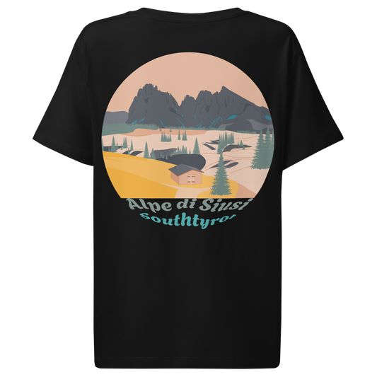 Alpe di Siusi women's t-shirt in Black – back print design