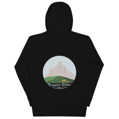 Passo Giau unisex hoodie in Black – large back print