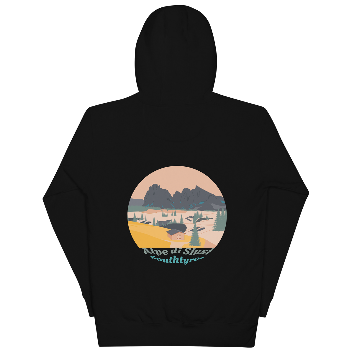 Alpe di Siusi unisex hoodie in Black – large back print