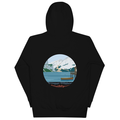 Lago di Braies unisex hoodie in Black – large back print