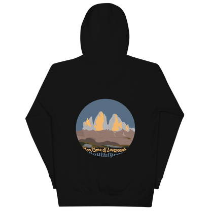 Tre Cime di Lavaredo unisex hoodie in Black – large back print