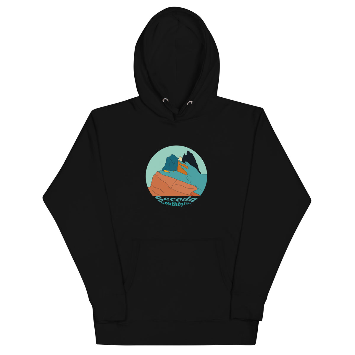 Seceda Retro unisex hoodie in Black – front print design