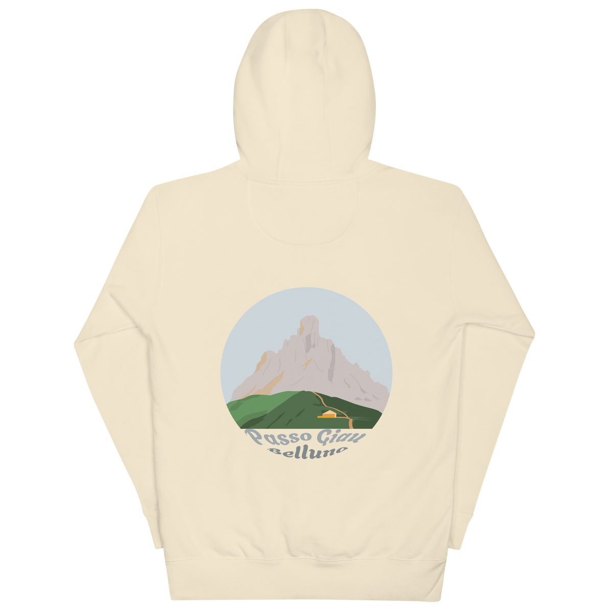 Passo Giau unisex hoodie in Bone – large back print