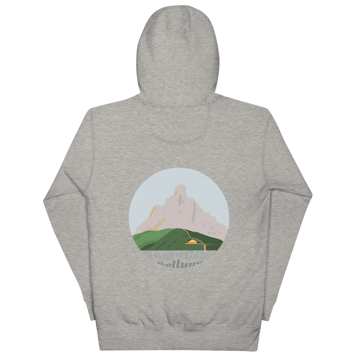 Passo Giau unisex hoodie in Carbon Grey – large back print