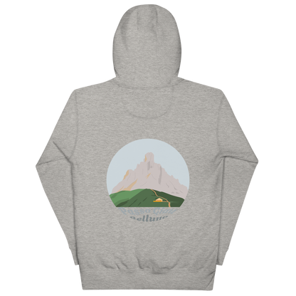 Passo Giau unisex hoodie in Carbon Grey – large back print