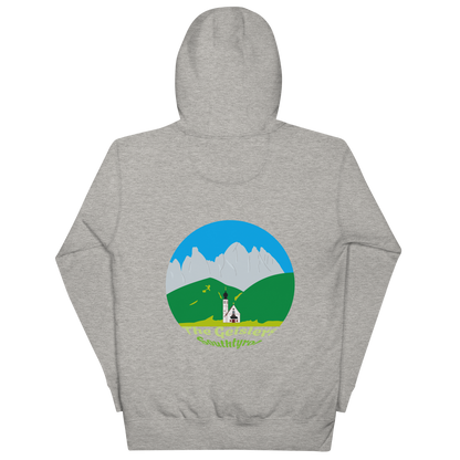 Geisler Peaks unisex hoodie in Carbon Grey – large back print