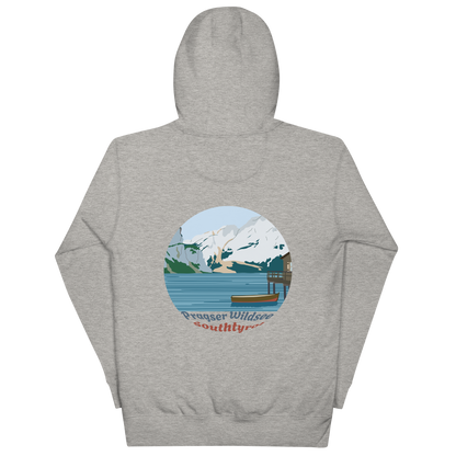 Lago di Braies unisex hoodie in Carbon Grey – large back print