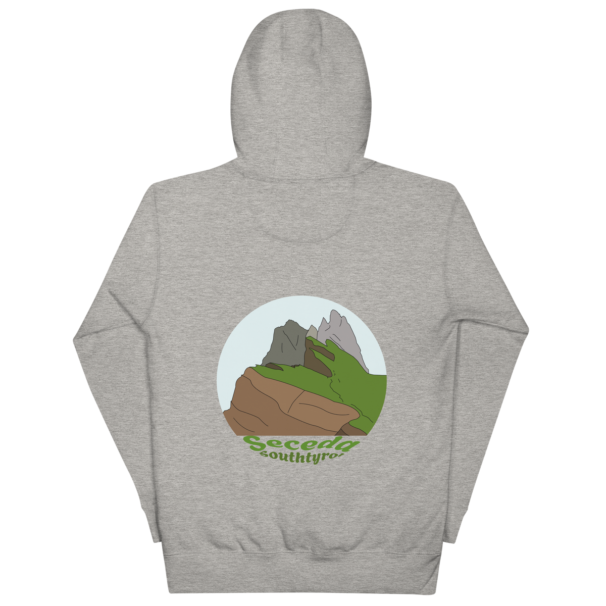 Seceda unisex hoodie in Carbon Grey – large back print