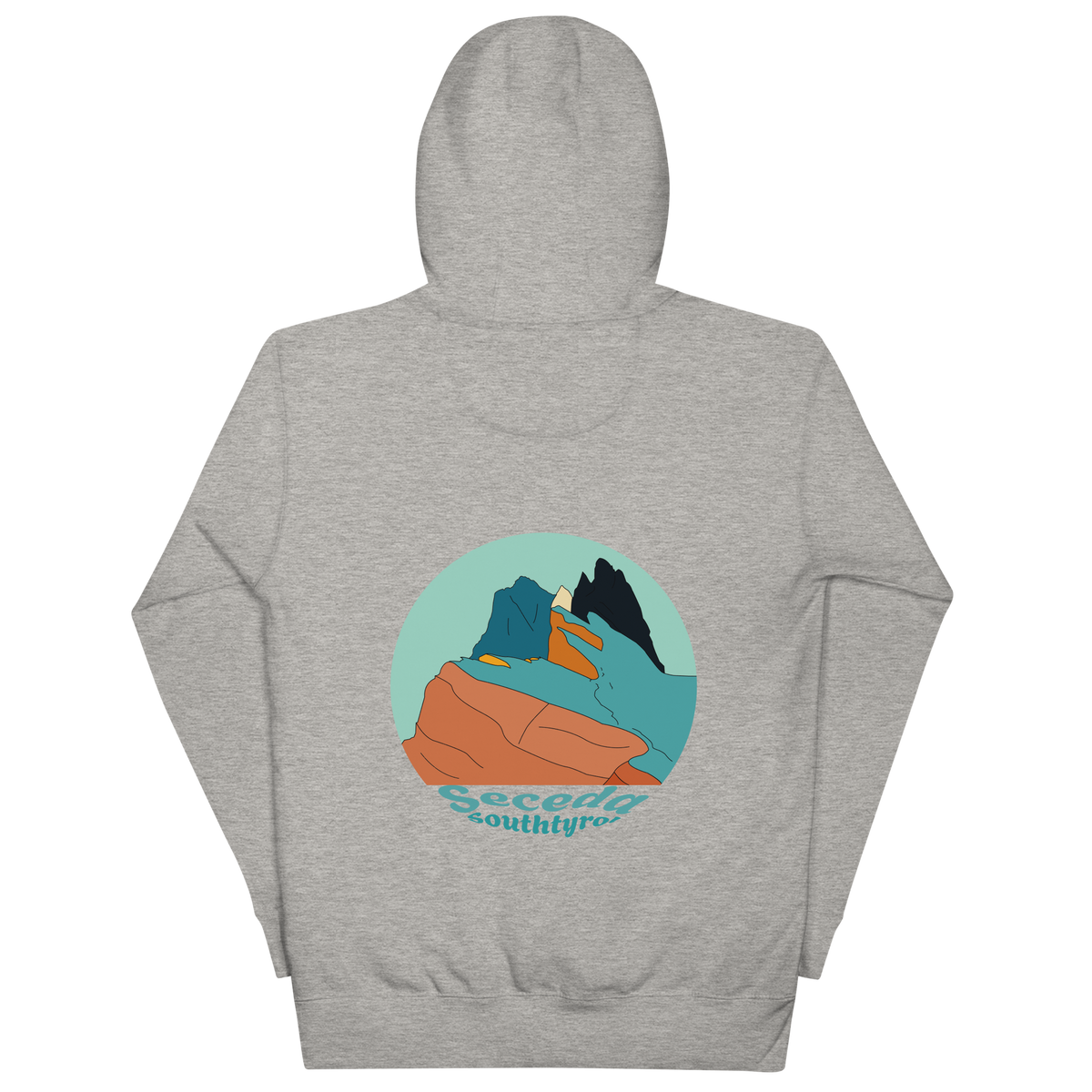 Seceda Retro unisex hoodie in Carbon Grey – large back print