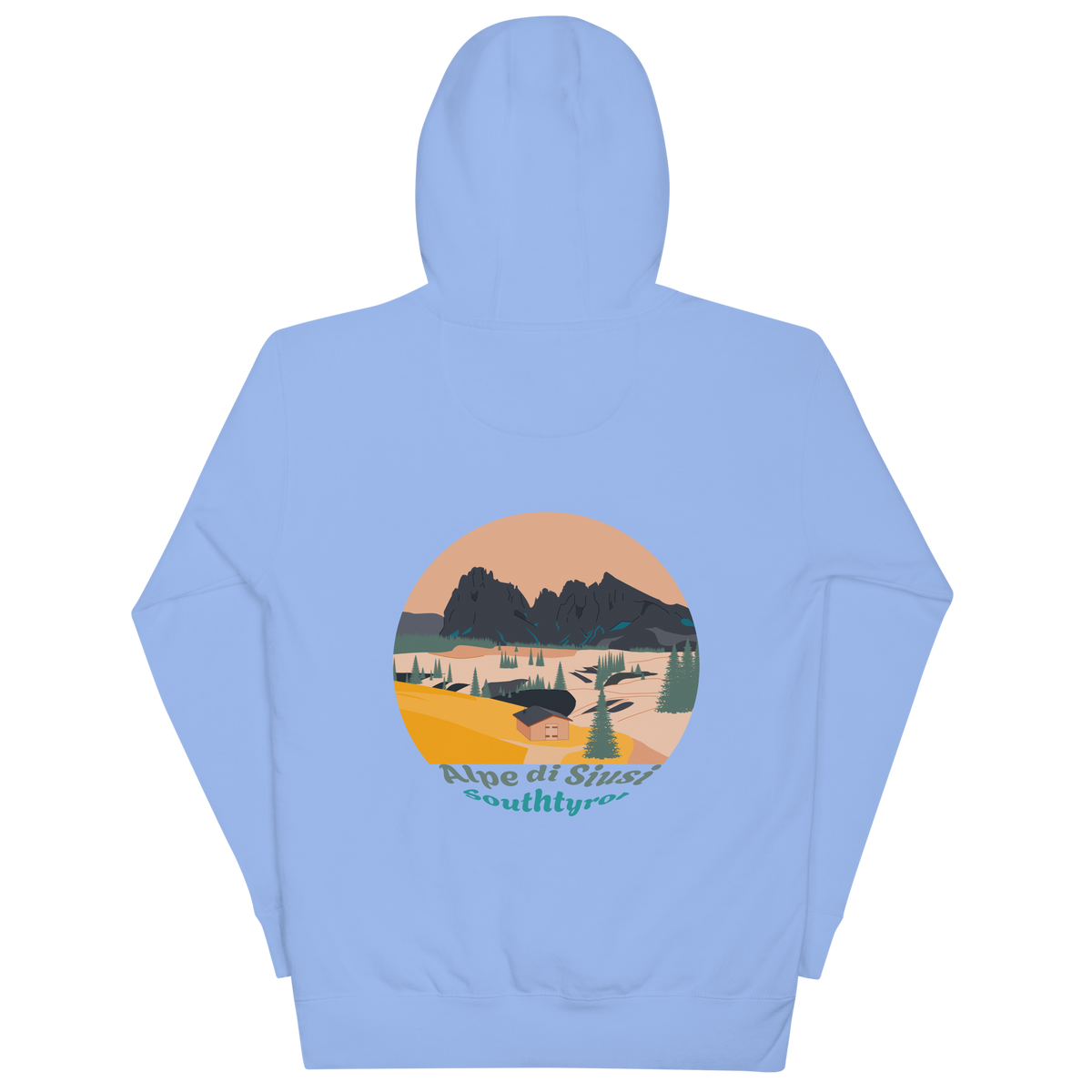 Alpe di Siusi unisex hoodie in Carolina Blue – large back print