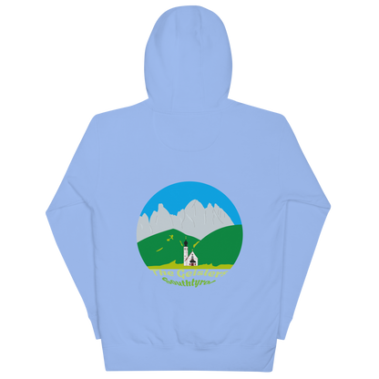 Geisler Peaks unisex hoodie in Carolina Blue – large back print
