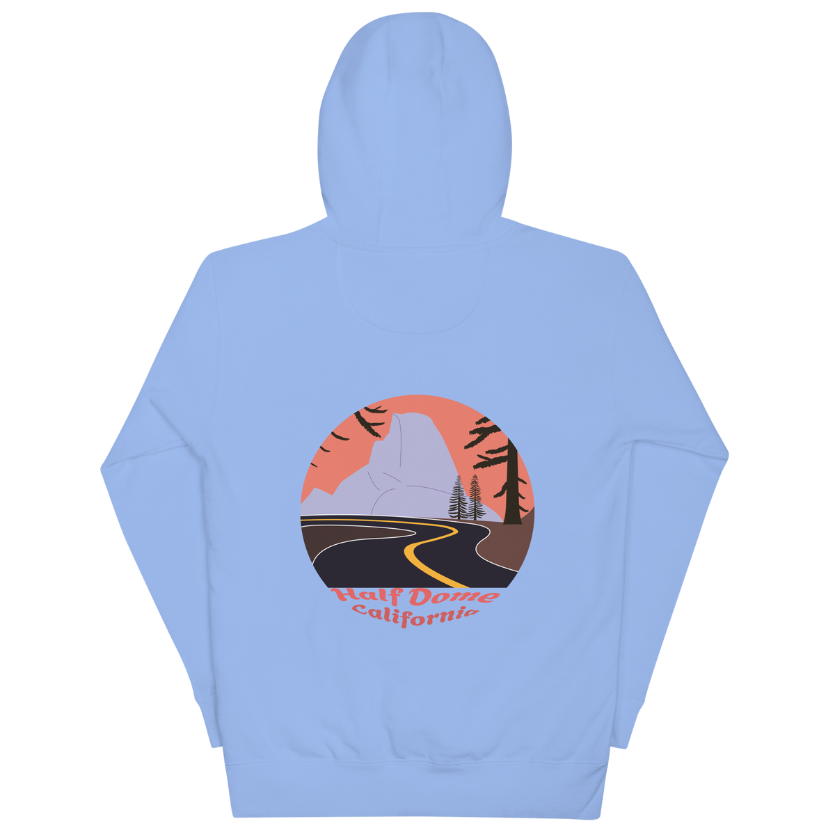 Half Dome unisex hoodie in Carolina Blue – large back print