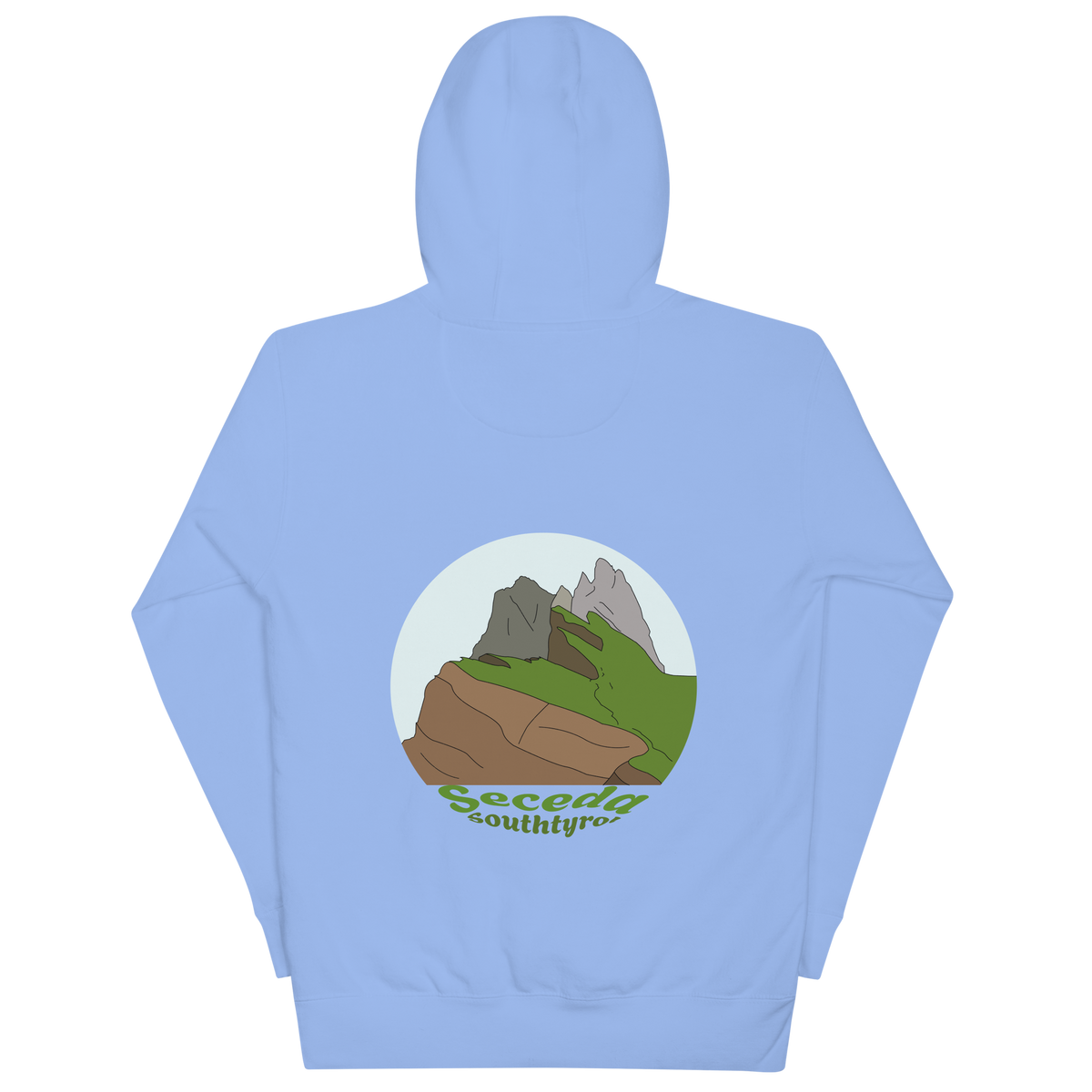 Seceda unisex hoodie in Carolina Blue – large back print