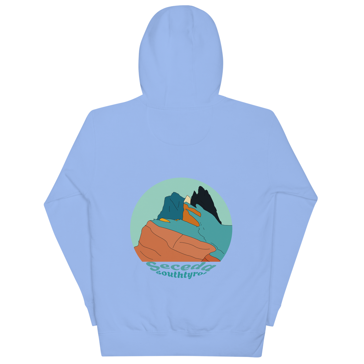 Seceda Retro unisex hoodie in Carolina Blue – large back print