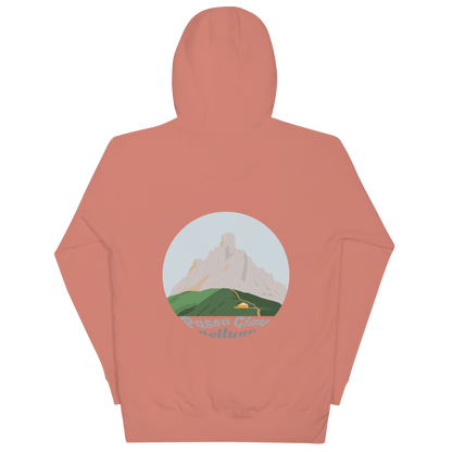 Passo Giau unisex hoodie in Dusty Rose – large back print