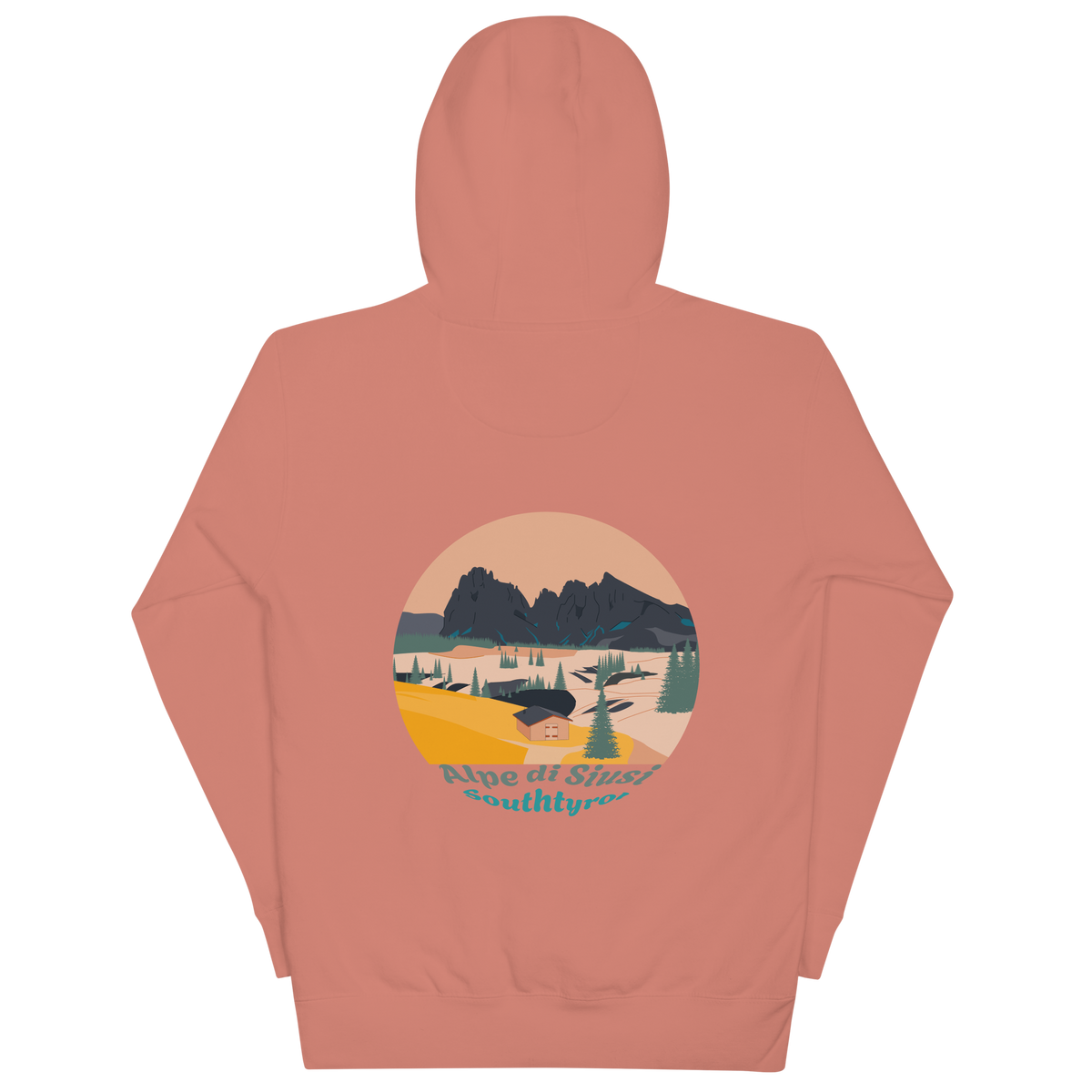 Alpe di Siusi unisex hoodie in Dusty Rose – large back print