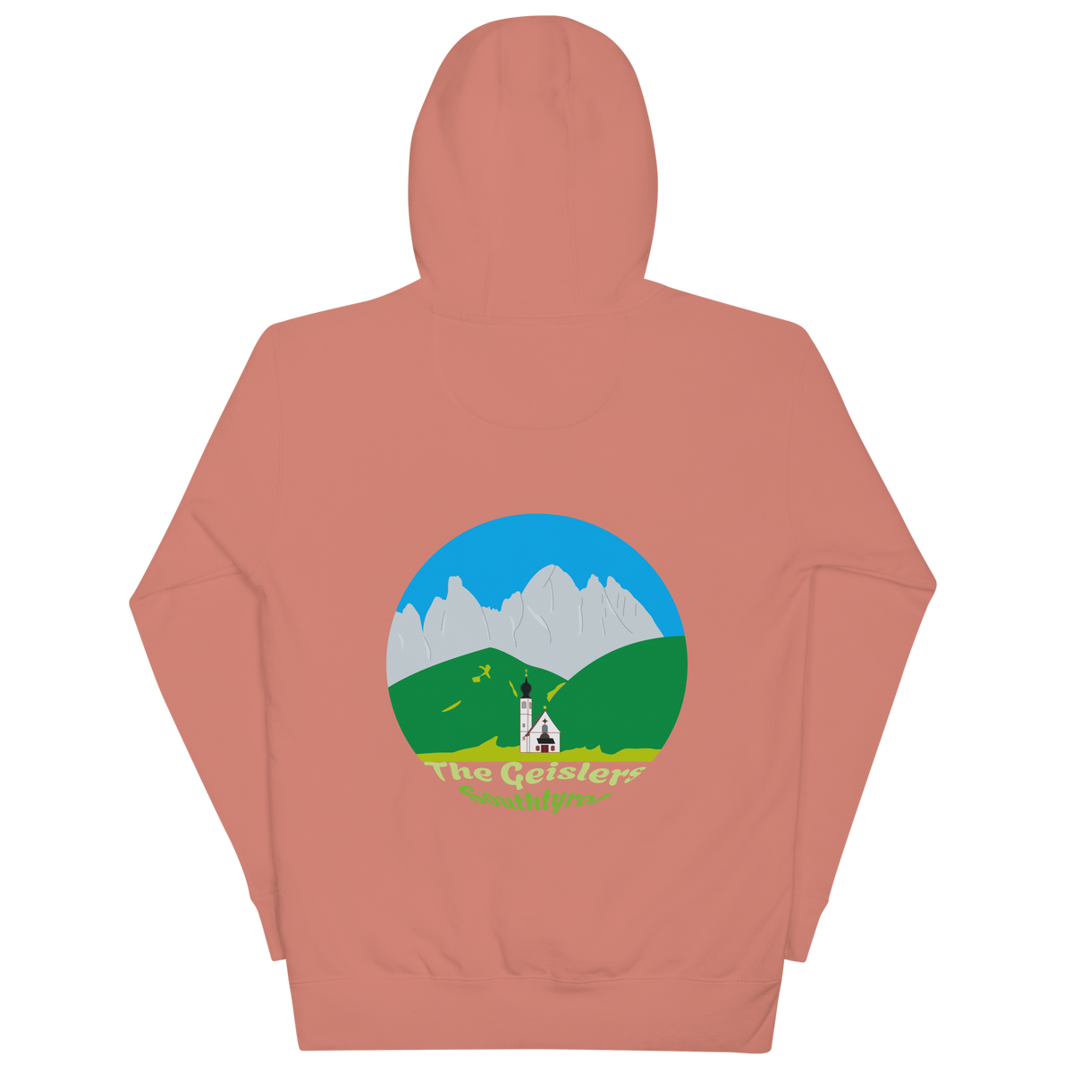 Geisler Peaks unisex hoodie in Dusty Rose – large back print