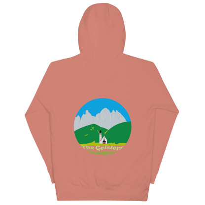 Geisler Peaks unisex hoodie in Dusty Rose – large back print