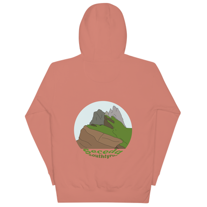 Seceda unisex hoodie in Dusty Rose – large back print