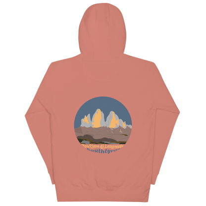 Tre Cime di Lavaredo unisex hoodie in Dusty Rose – large back print