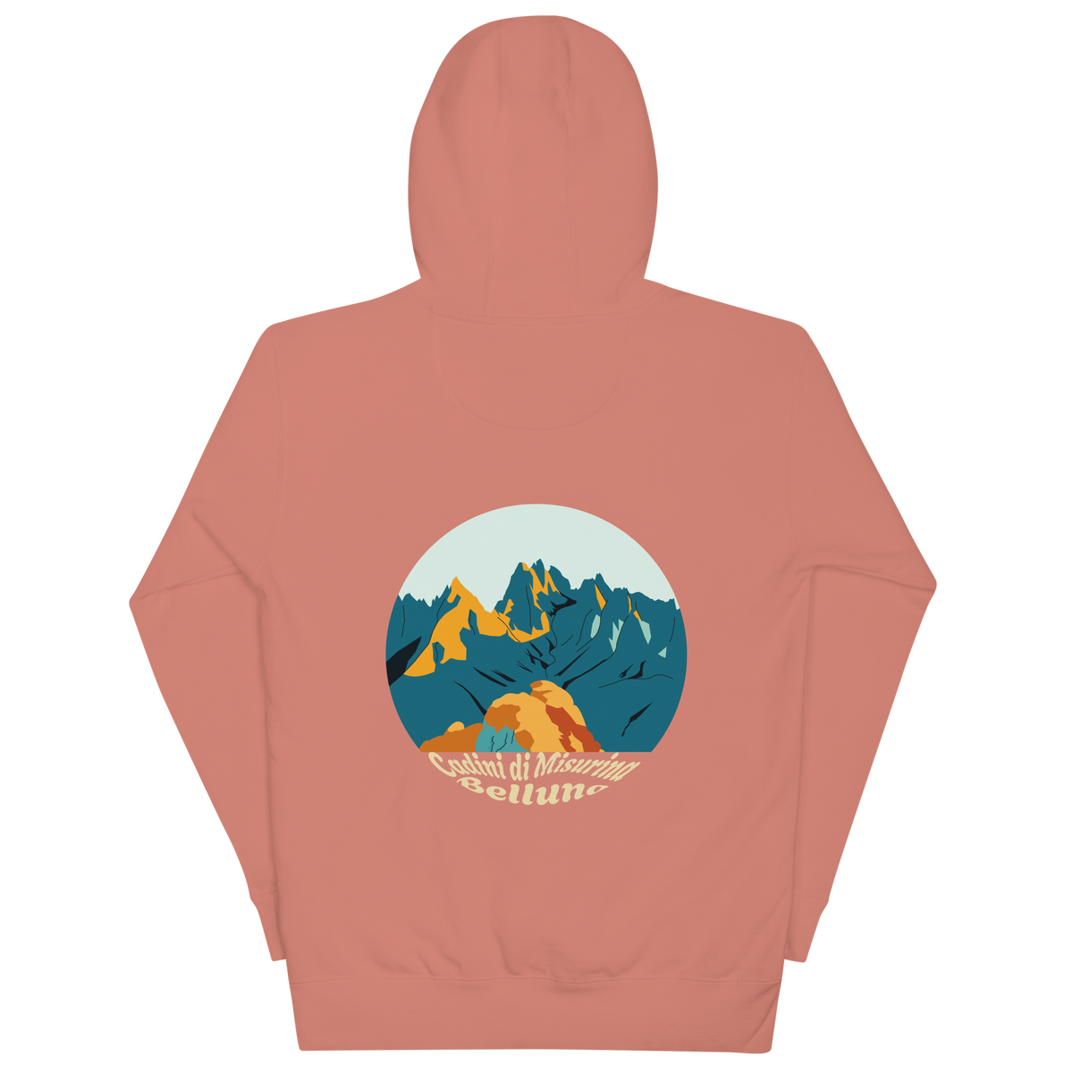 Cadini di Misurina unisex hoodie in Dusty Rose – large back print