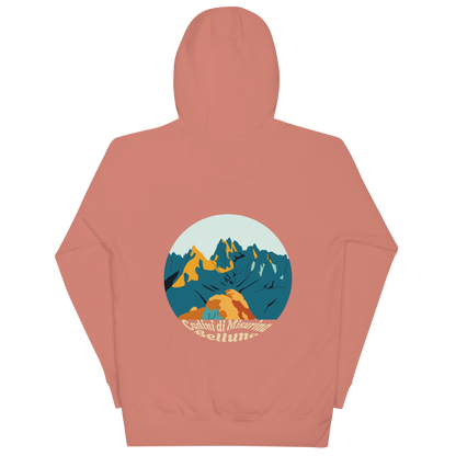Cadini di Misurina unisex hoodie in Dusty Rose – large back print