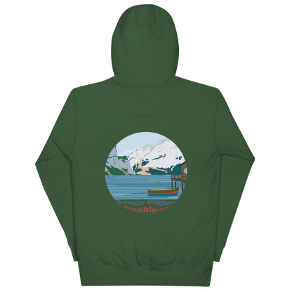 Lago di Braies unisex hoodie in Forest Green – large back print