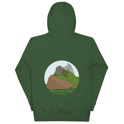 Seceda unisex hoodie in Forest Green – large back print