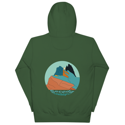 Seceda Retro unisex hoodie in Forest Green – large back print