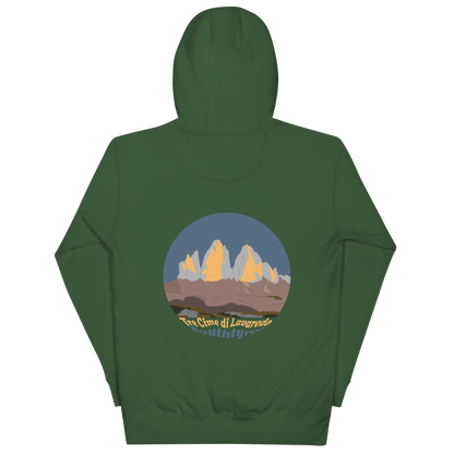 Tre Cime di Lavaredo unisex hoodie in Forest Green – large back print