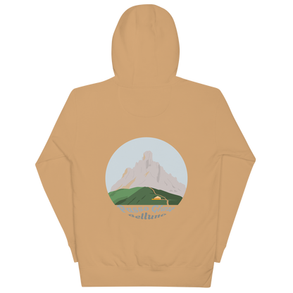 Passo Giau unisex hoodie in Khaki – large back print