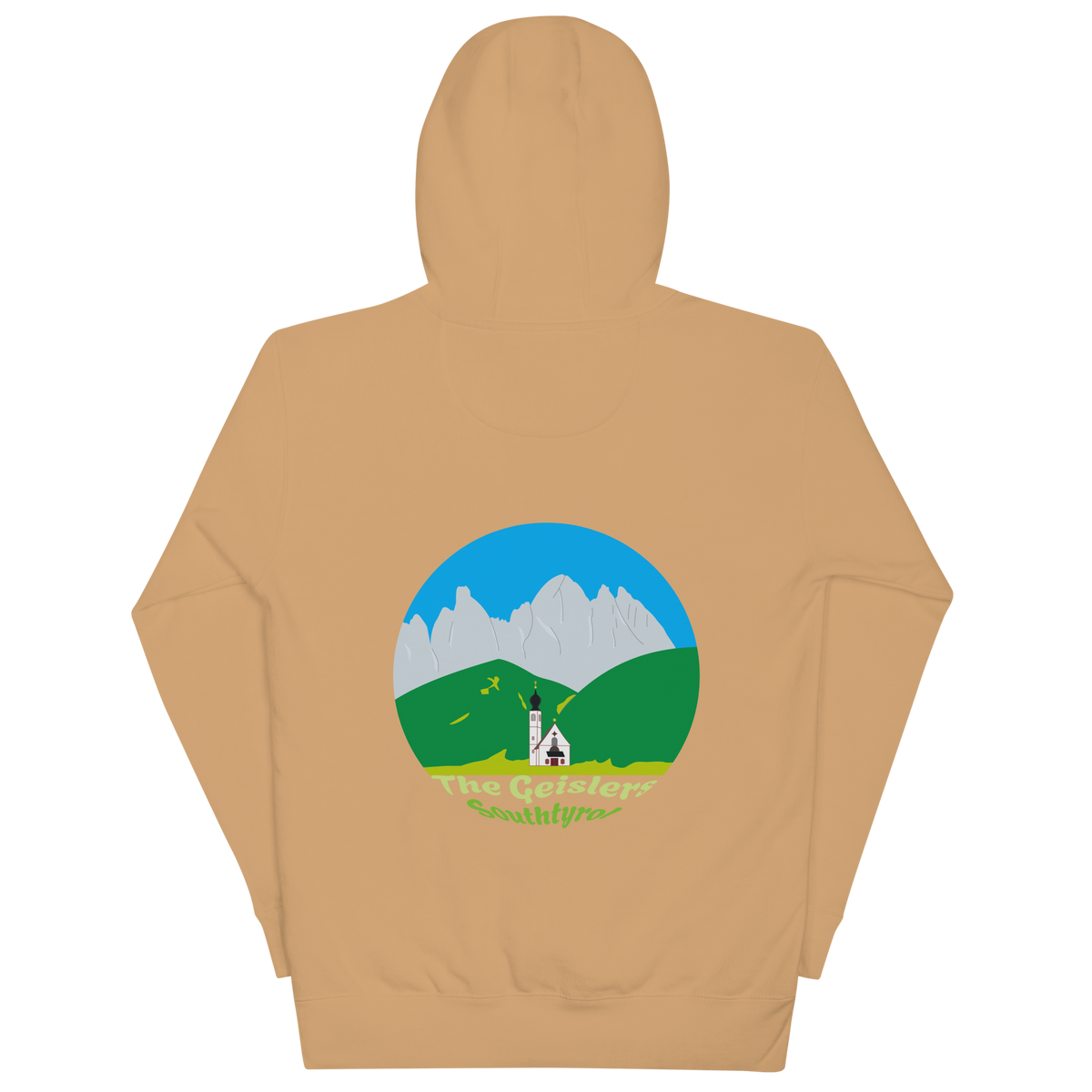 Geisler Peaks unisex hoodie in Khaki – large back print