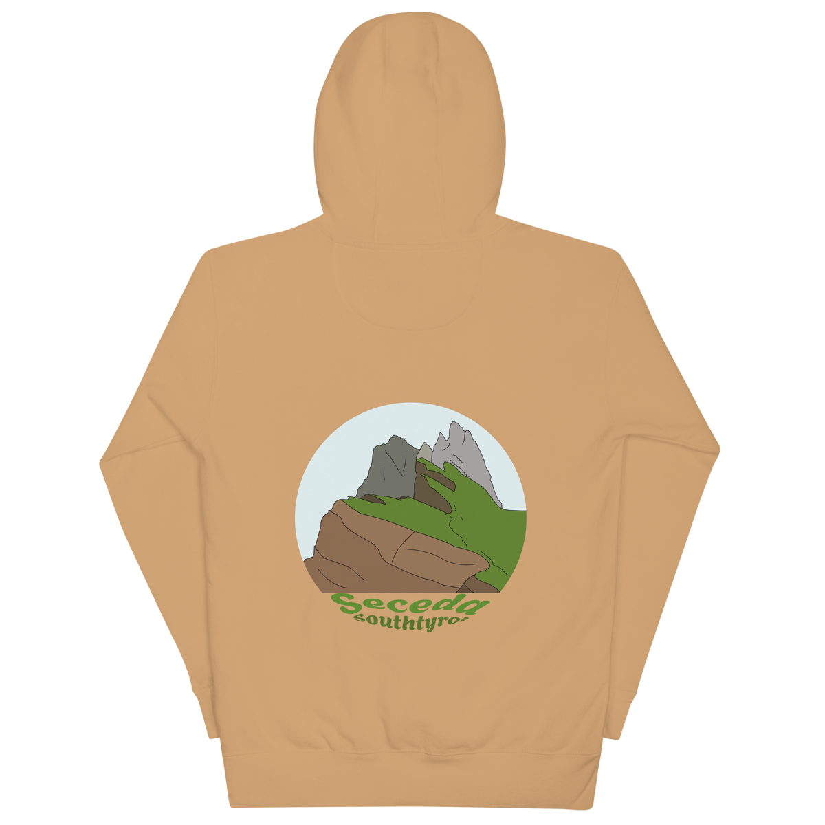Seceda unisex hoodie in Khaki – large back print