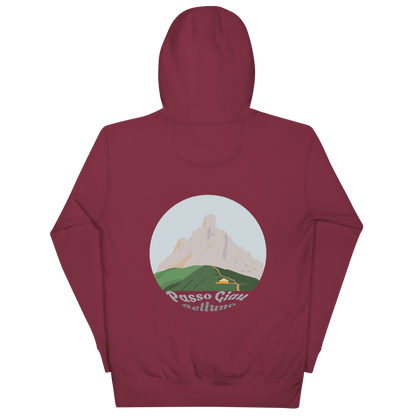 Passo Giau unisex hoodie in Maroon – large back print