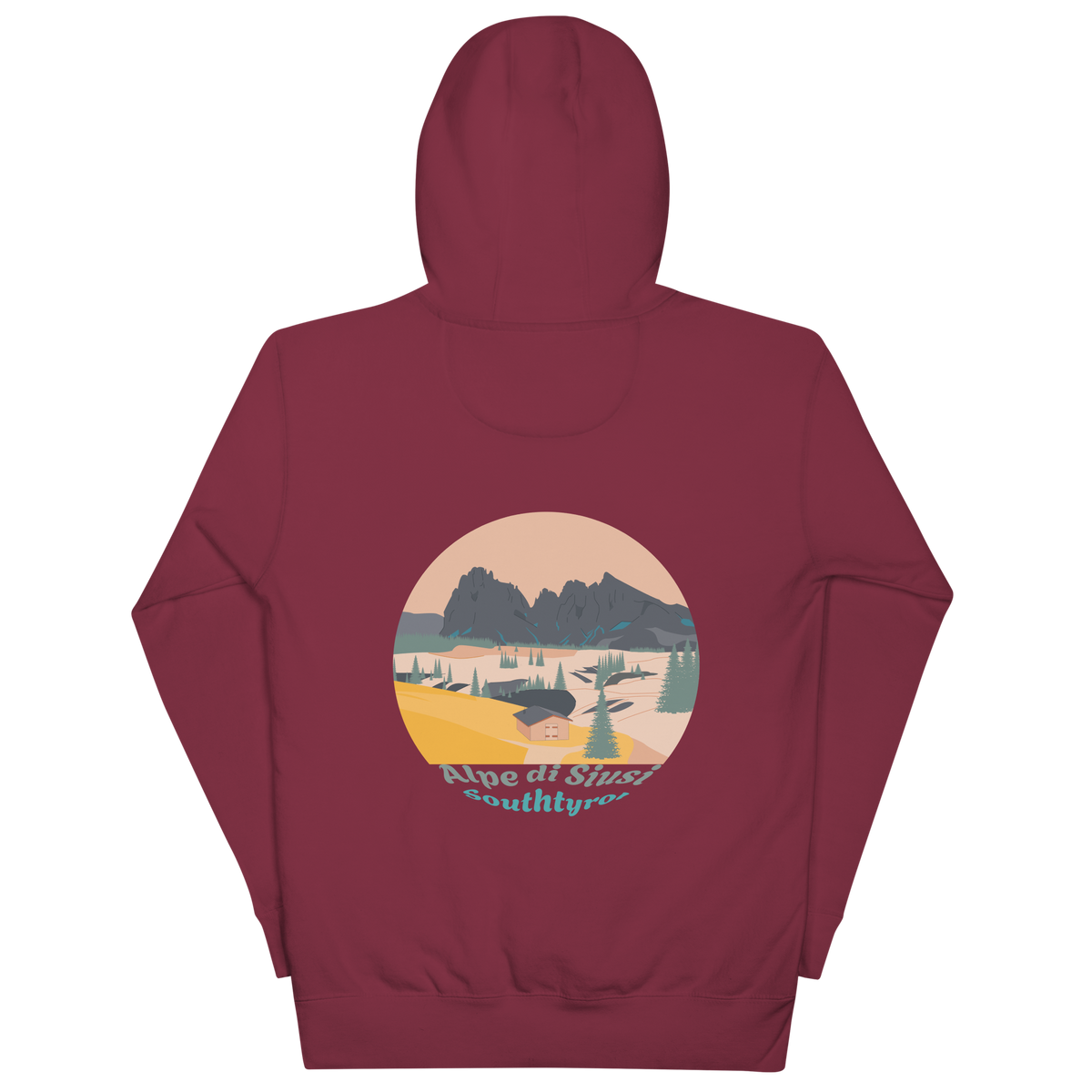 Alpe di Siusi unisex hoodie in Maroon – large back print