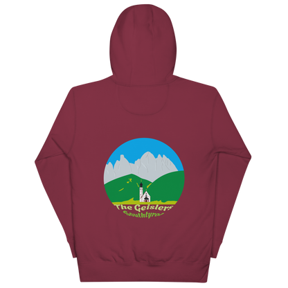 Geisler Peaks unisex hoodie in Maroon – large back print