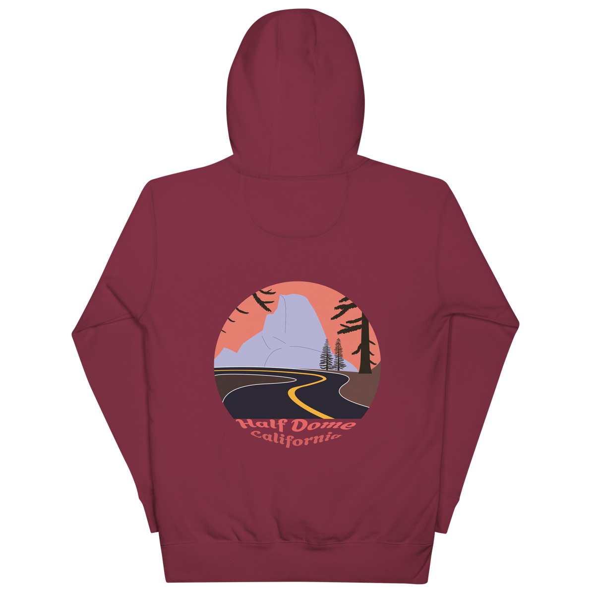 Half Dome unisex hoodie in Maroon – large back print