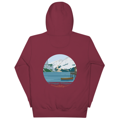 Lago di Braies unisex hoodie in Maroon – large back print