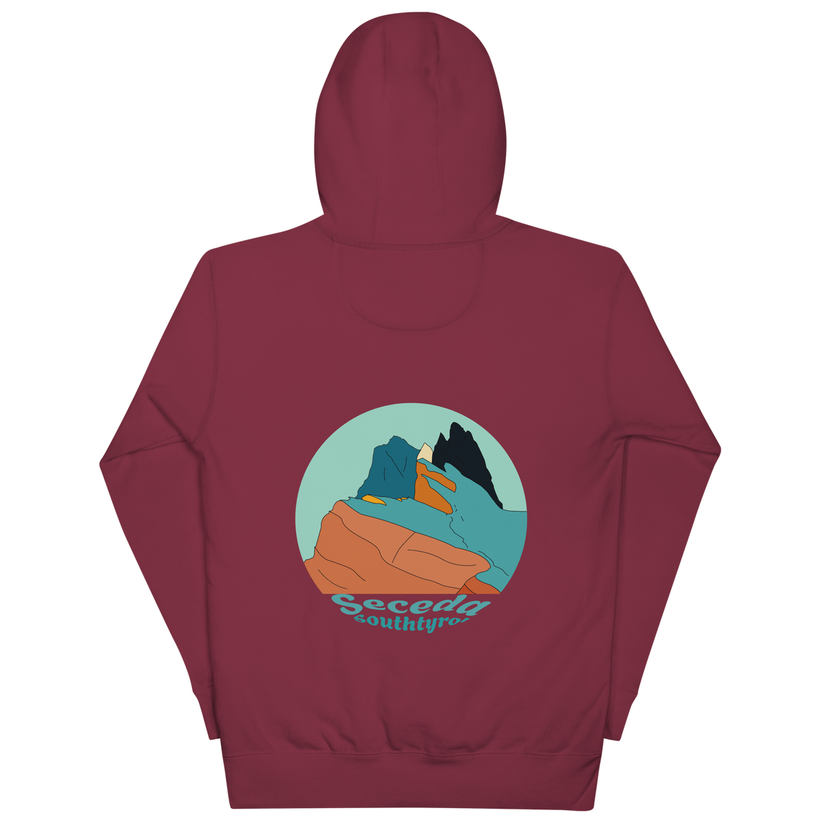 Seceda Retro unisex hoodie in Maroon – large back print