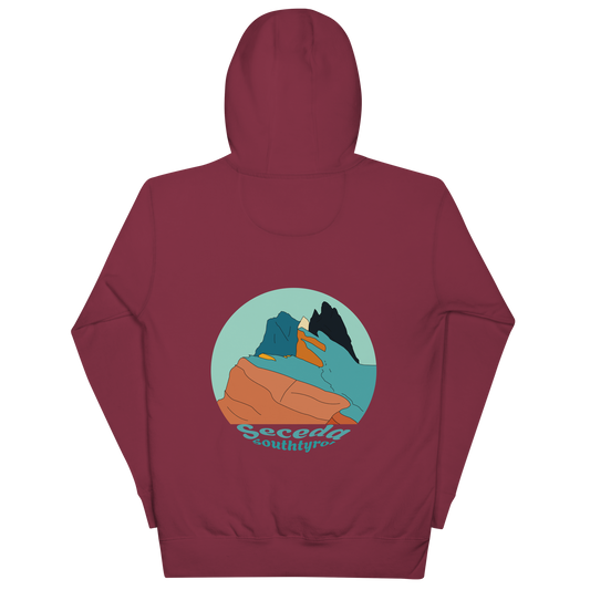 Seceda Retro unisex hoodie in Maroon – large back print