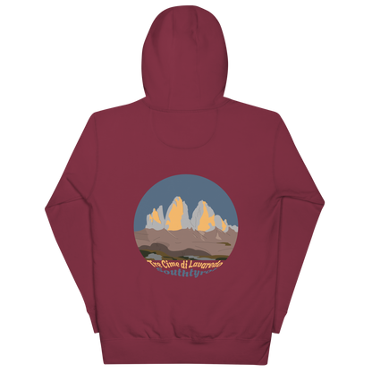 Tre Cime di Lavaredo unisex hoodie in Maroon – large back print