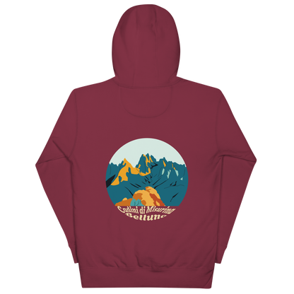 Cadini di Misurina unisex hoodie in Maroon – large back print