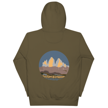 Tre Cime di Lavaredo unisex hoodie in Military Green – large back print
