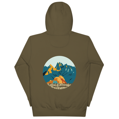 Cadini di Misurina unisex hoodie in Military Green – large back print