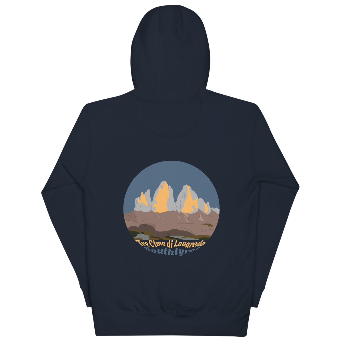 Tre Cime di Lavaredo unisex hoodie in Navy Blazer – large back print