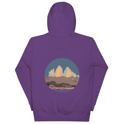 Tre Cime di Lavaredo unisex hoodie in Purple – large back print
