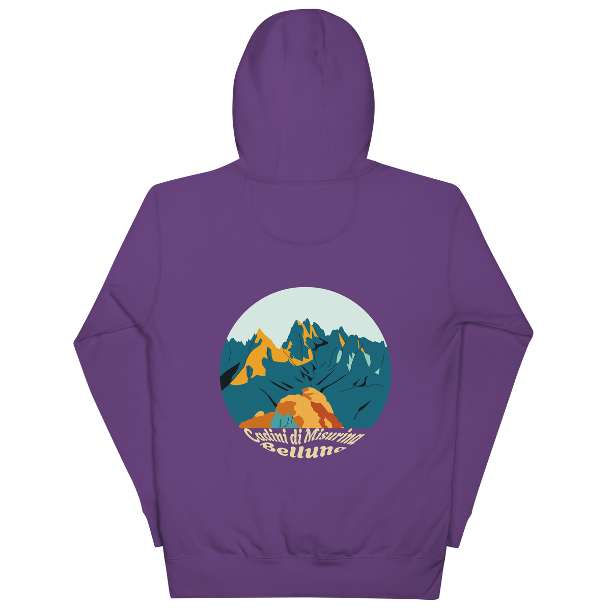Cadini di Misurina unisex hoodie in Purple – large back print